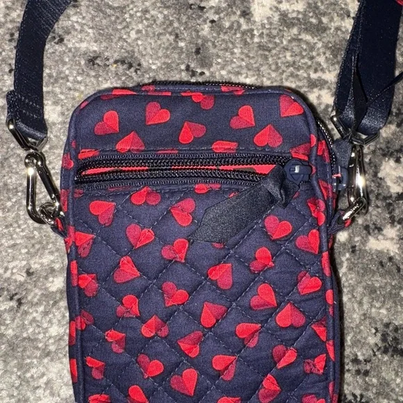 Vera Bradley Navy and Red Sweet Hearts Crossbody Bag Purse Valentines - Picture 4 of 4